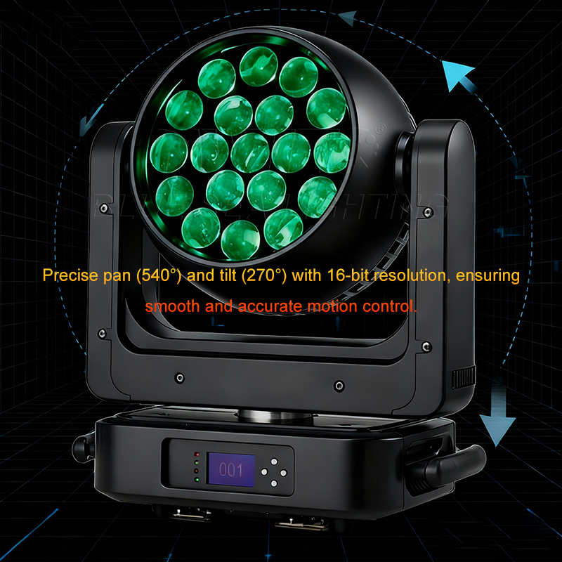19pcs 25w RGBW 4in1 Zoom LED moving head light- BLUE SEA